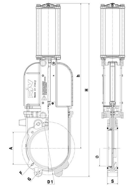 Válvula de guillotina 8" GLADIO, neumática con sensores 5 Válvula de guillotina 8" GLADIO, neumática con sensores - Imagen 5