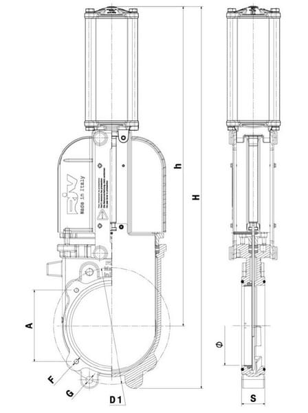 Válvula de guillotina 4" GLADIO, neumática 5 Válvula de guillotina 4" GLADIO, neumática - Imagen 5