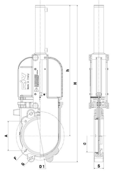 Válvula de guillotina 8" GLADIO, hidráulica 5 Válvula de guillotina 8" GLADIO, hidráulica - Imagen 5
