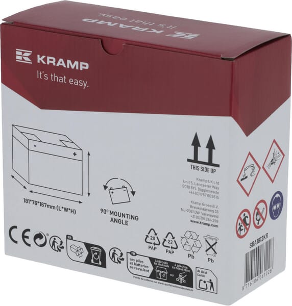 Batería libre de mantenimiento 12V 18Ah 140A, Kramp 17 Batería libre de mantenimiento 12V 18Ah 140A, Kramp - Imagen 17