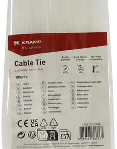 Brida sujetacables 2,5x200mm, blanca, 100pcs