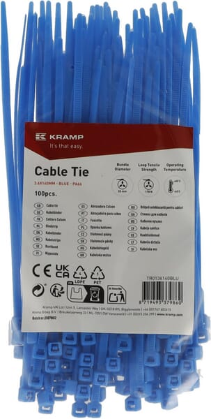 Brida sujetacables 3,6x140 mm, azul, 100 unid. 2 Brida sujetacables 3,6x140 mm, azul, 100 unid. - Imagen 2