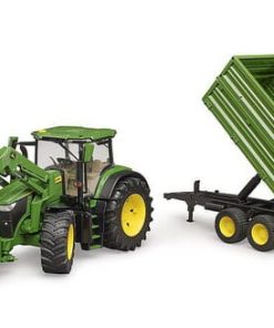 John Deere 7R 350 con cargador frontal y remolque