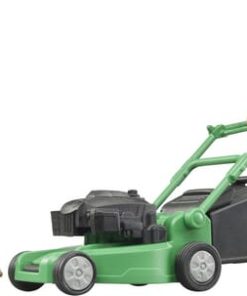 Jardinero con cortacésped y equipo