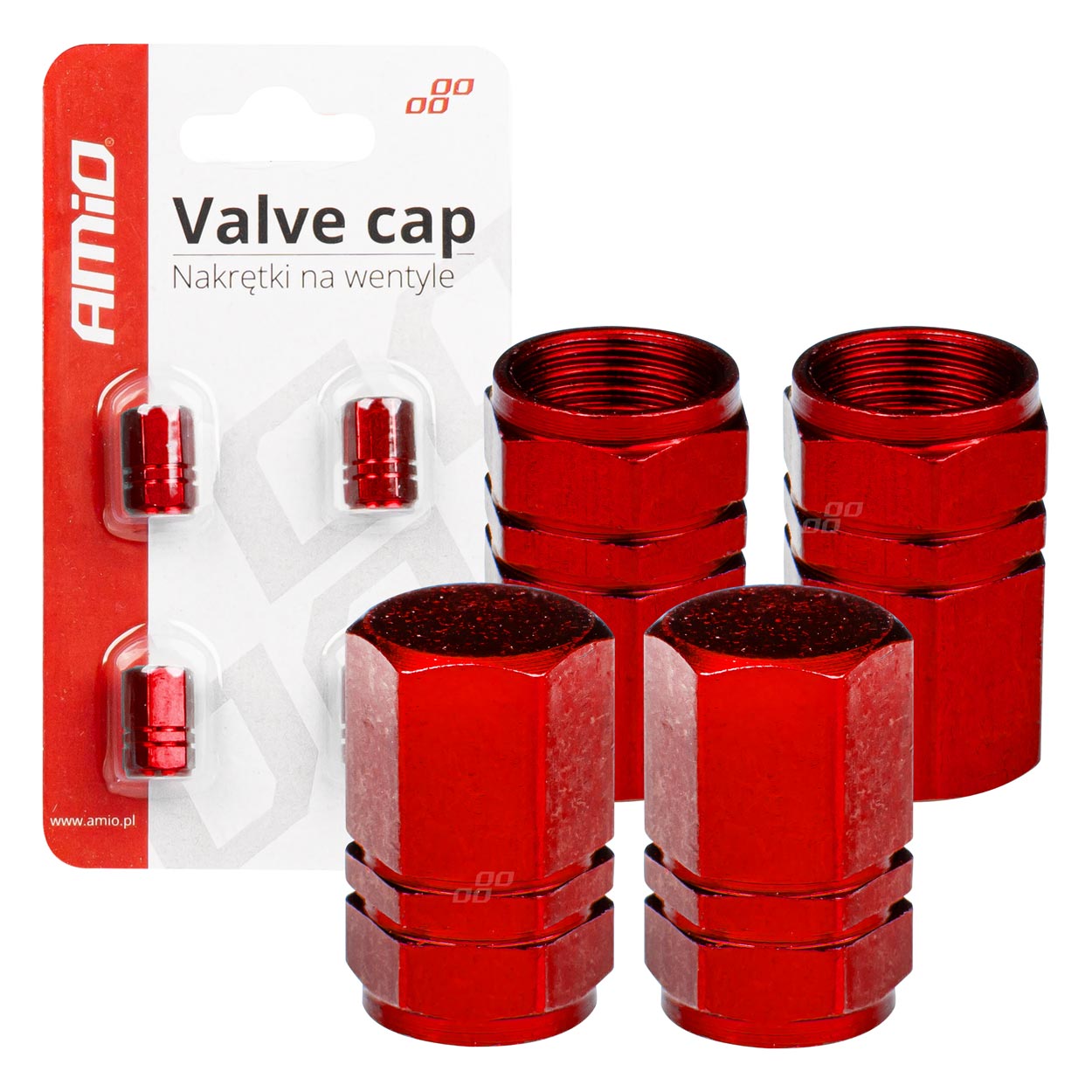 Tapones de aluminio para válvula color rojo 4 unid. 1 Tapones de aluminio para válvula color rojo 4 unid.