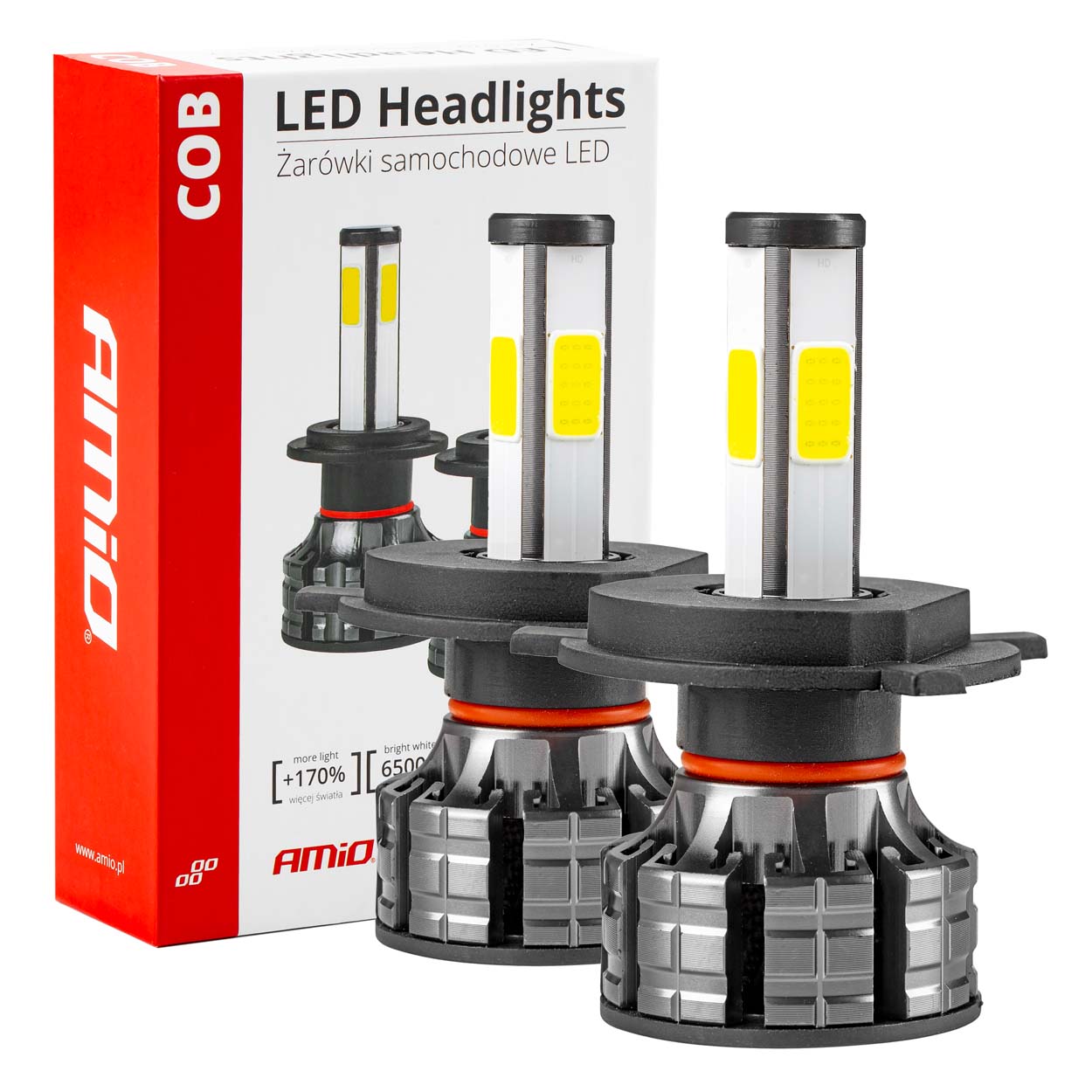 Bombilla Luz de Cruce LED Headlamp H4 COB 4Side AMiO 1 Bombilla Luz de Cruce LED Headlamp H4 COB 4Side AMiO