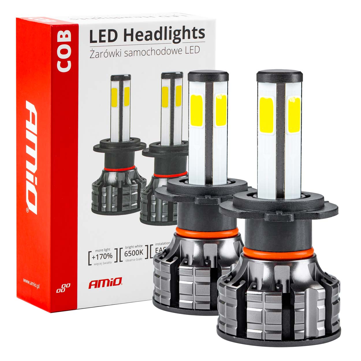 Bombilla Luz de Cruce LED Headlamp H7 COB 4Side AMiO 1 Bombilla Luz de Cruce LED Headlamp H7 COB 4Side AMiO