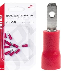 Terminal Plano Macho Rojo 2.8mm 0.5-1.5mm2 10A 10 uds.
