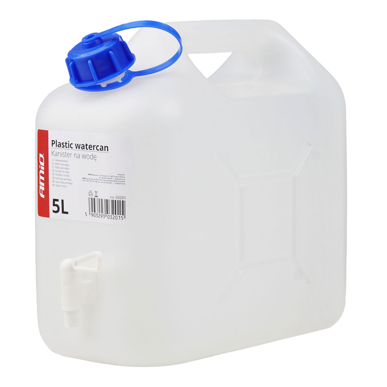 Bidón plástico para agua 5L, blanco AMIO-03201 1 Bidón plástico para agua 5L, blanco AMIO-03201