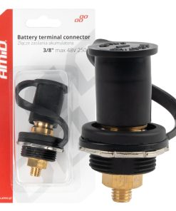 Conector alimentación batería negro menos con tapón 3/8 M10 12V 24V 48V 250A AMIO-03813