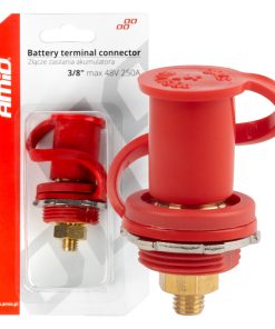 Conector de alimentación de batería rojo plus con tapa 3/8 M10 12V 24V 48V 250A AMIO-03814