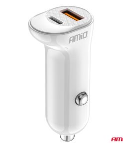 Alternative view of Cargador de coche USB-A+ USB-C 20W 12/24V AMiO-03875