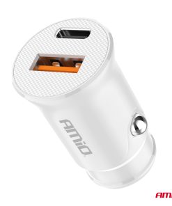 Alternative view of Cargador de coche USB-A + USB-C 20W 12/24V AMiO-03877