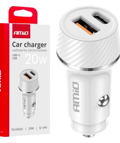 Cargador de coche USB-A + USB-C 20W 12/24V AMiO-03878