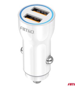 Alternative view of Cargador de coche 2xUSB-A 12/24V AMiO-03879