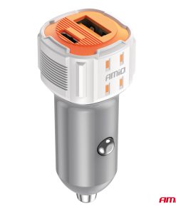 Alternative view of Cargador de coche USB-A + USB-C 20W 12/24V AMiO-03882