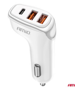 Alternative view of Cargador de coche 2x USB-A + USB-C 38W 12/24V AMiO-03886