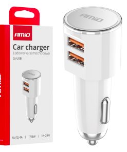 Cargador de coche 2x USB-A 3.4A 12/24V AMiO-03888