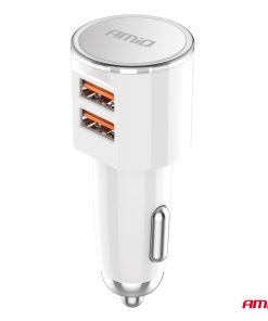 Alternative view of Cargador de coche 2x USB-A 3.4A 12/24V AMiO-03888