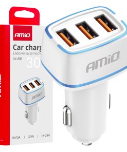 Cargador de coche 3x USB-A 30W 12/24V AMiO-03889