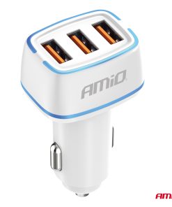 Alternative view of Cargador de coche 3x USB-A 30W 12/24V AMiO-03889