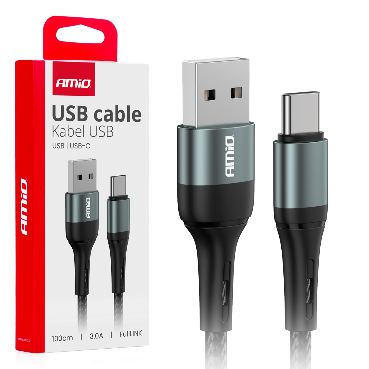 Cable USB a USB-C 3A 100cm FullLINK AMIO-03911 1 Cable USB a USB-C 3A 100cm FullLINK AMIO-03911