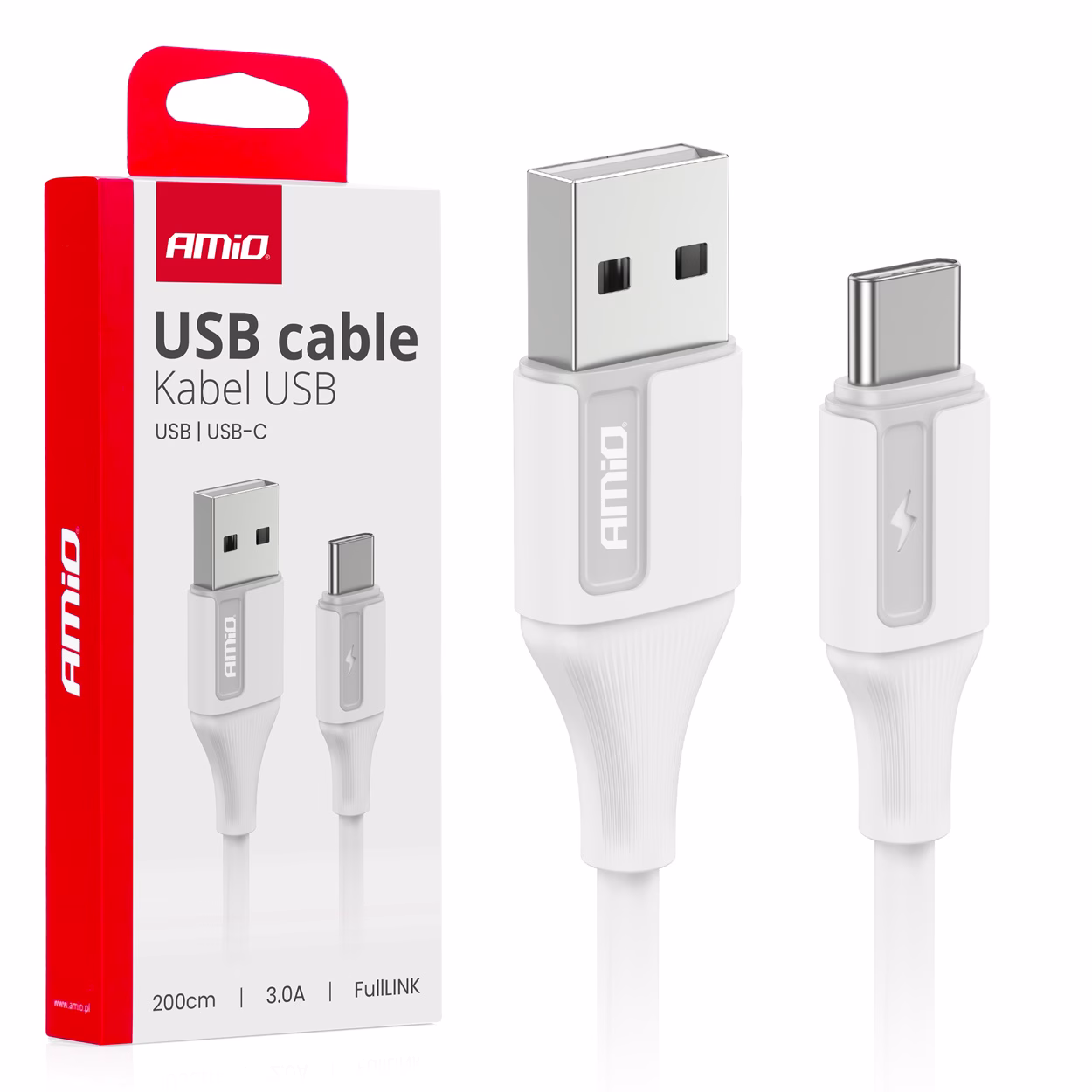 Cable USB a USB-C 3A 200cm FullLINK AMIO-03918 1 Cable USB a USB-C 3A 200cm FullLINK AMIO-03918