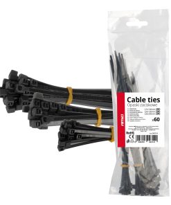 Bridas de plástico negras juego corto de 60 unid. AMIO-04314