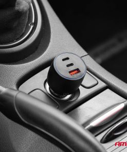 Alternative view of Cargador de coche 2x USB C port + USB A port 12/24V 100W AMIO-04371