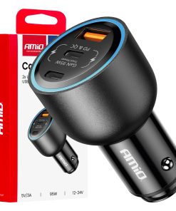 Cargador de coche 2x USB C port + USB A port 12/24V 95W AMIO-04372