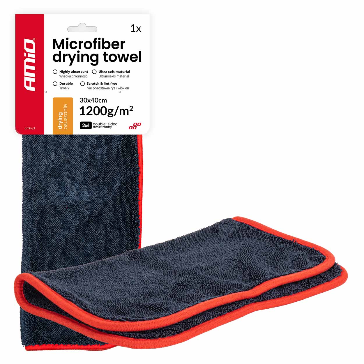 Toalla de secado de microfibra 1200gsm 30x40cm AMIO-04491 1 Toalla de secado de microfibra 1200gsm 30x40cm AMIO-04491