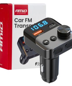 Transmisor FM 1×USB-A 1×USB-C 12V 24V AMIO-04647