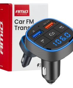 Transmisor FM 2×USB-A 12V 24V AMIO-04648