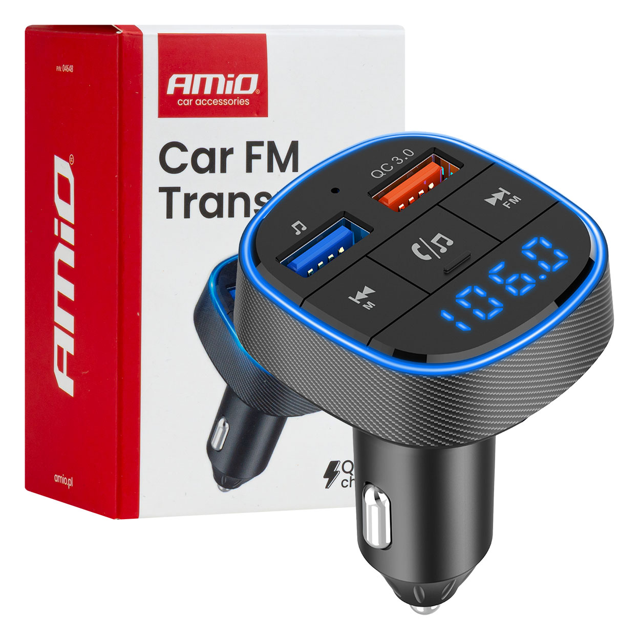 Transmisor FM 2×USB-A 12V 24V AMIO-04648 1 Transmisor FM 2×USB-A 12V 24V AMIO-04648