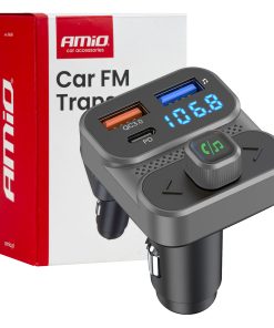 Transmisor FM 2×USB-A 1×USB 12V 24V AMIO-04649