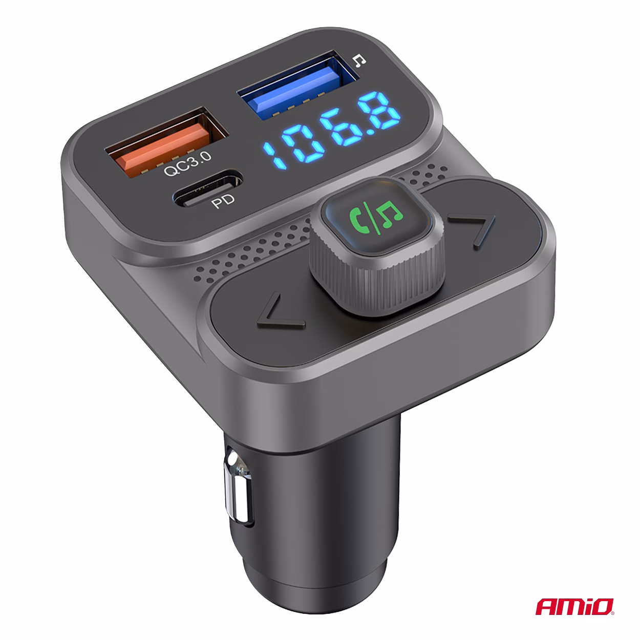 Transmisor FM 2×USB-A 1×USB 12V 24V AMIO-04649 - Imagen 4