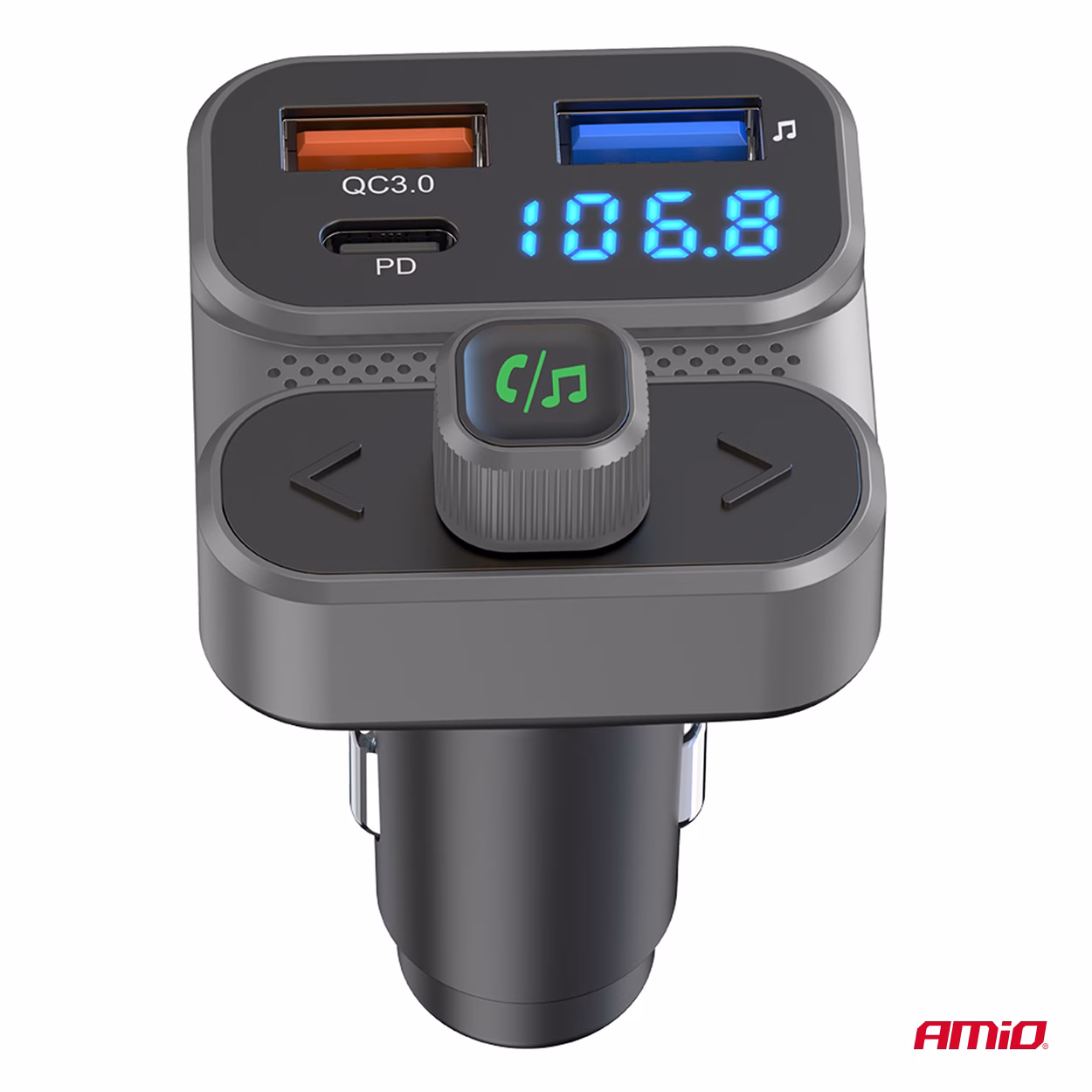 Transmisor FM 2×USB-A 1×USB 12V 24V AMIO-04649 - Imagen 5