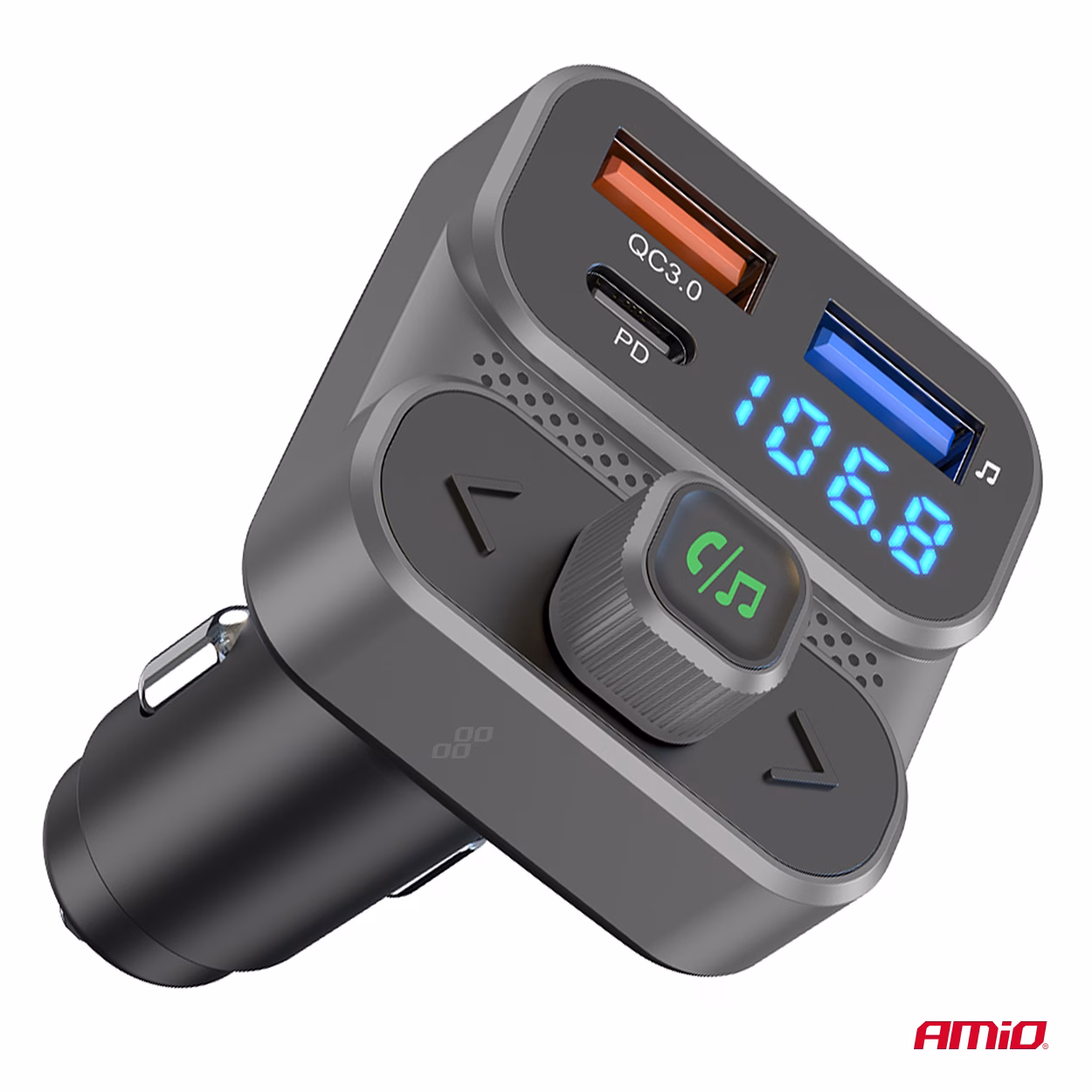 Transmisor FM 2×USB-A 1×USB 12V 24V AMIO-04649 - Imagen 7