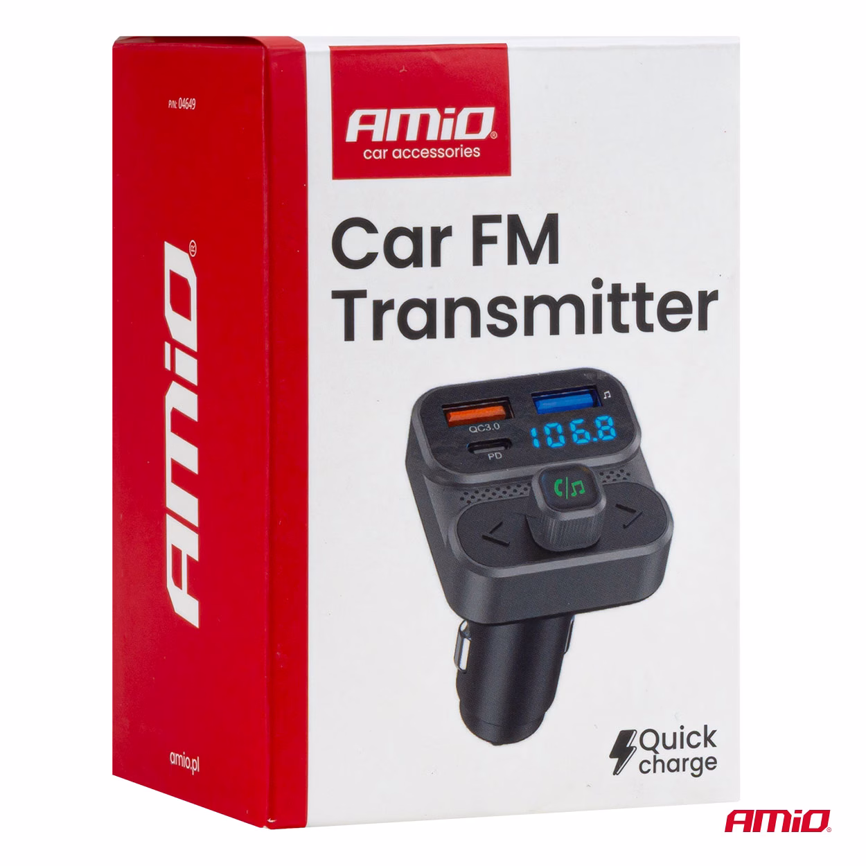 Transmisor FM 2×USB-A 1×USB 12V 24V AMIO-04649 - Imagen 9