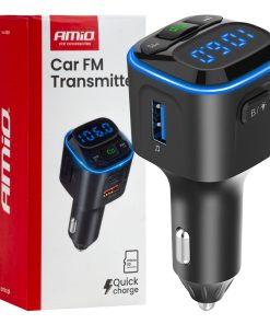 Transmisor FM 1×USB-A 2×USB-C 12V 24V AMIO-04651
