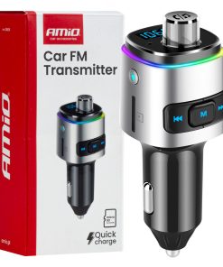 Transmisor FM 2×USB-A microSD 12V 24V AMIO-04654