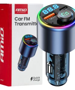 Transmisor FM 1×USB-A 1×USB-C 12V 24V AMIO-04655