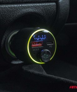 Alternative view of Transmisor FM 1×USB-A 1×USB-C 12V 24V AMIO-04655