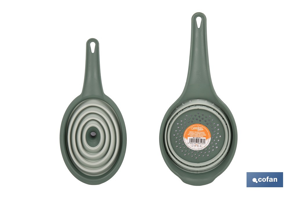 PACK DE EMBUDO Y COLADOR PLEGABLE VERDES 2 PACK DE EMBUDO Y COLADOR PLEGABLE VERDES - Imagen 2