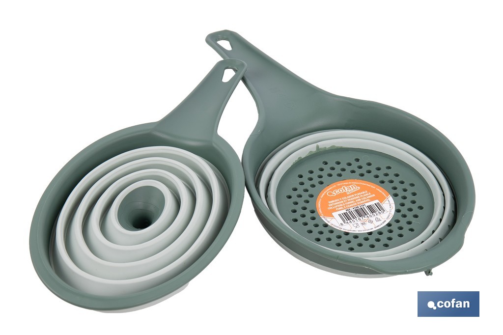 PACK DE EMBUDO Y COLADOR PLEGABLE VERDES 1 PACK DE EMBUDO Y COLADOR PLEGABLE VERDES