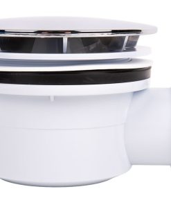 VÁLVULA SIFÓNICA PLATO DE DUCHA Ø90 MM CON SALIDA Ø32-40 MM Y EMBELLECEDOR CROMADO ALTURA 64 MM