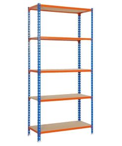 ESTANTERÍA AZUL/NARANJA 5 BALDAS DE MADERA 2000 X 1000 X 500 MM