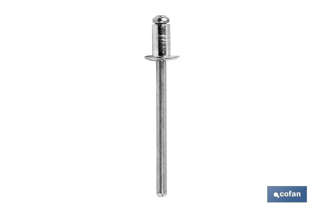 BLÍSTER DE 20 UDS. REMACHE DE ALUMINIO 4X8 VENTA UNITARIA 1 BLÍSTER DE 20 UDS. REMACHE DE ALUMINIO 4X8 VENTA UNITARIA
