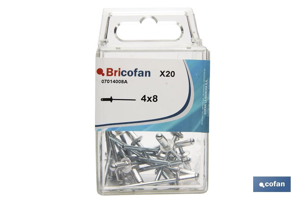 BLÍSTER DE 20 UDS. REMACHE DE ALUMINIO 4X8 VENTA UNITARIA 2 BLÍSTER DE 20 UDS. REMACHE DE ALUMINIO 4X8 VENTA UNITARIA - Imagen 2
