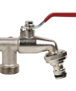 GRIFO CON MANETA PARA MANGUERA Y DOBLE SALIDA 1/2 X 3/4 X 3/4